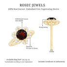 Certified Natural 8mm Garnet Flower Engagement Ring with Diamond AAA - Rosec Jewels