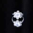 0.85 CT Moonstone and Diamond Floral Halo Engagement Ring AAA - Rosec Jewels