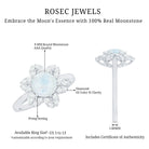 0.85 CT Moonstone and Diamond Floral Halo Engagement Ring AAA - Rosec Jewels