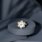 0.85 CT Moonstone and Diamond Floral Halo Engagement Ring AAA - Rosec Jewels