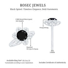 Natural 2.5 Carat Black Spinel Flower Engagement Ring with Diamond AAA - Rosec Jewels