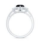 Natural 2.5 Carat Black Spinel Flower Engagement Ring with Diamond AAA - Rosec Jewels