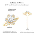 Certified Moissanite Flower Halo Engagement Ring for Women D-VS1 - Rosec Jewels