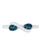Rosec Jewels-Pear Shape London Blue Topaz Infinity Promise Ring with Diamond