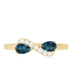 Rosec Jewels-Pear Shape London Blue Topaz Infinity Promise Ring with Diamond