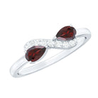 Rosec Jewels-Real Garnet 2 Stone Infinity Promise Ring with Diamond