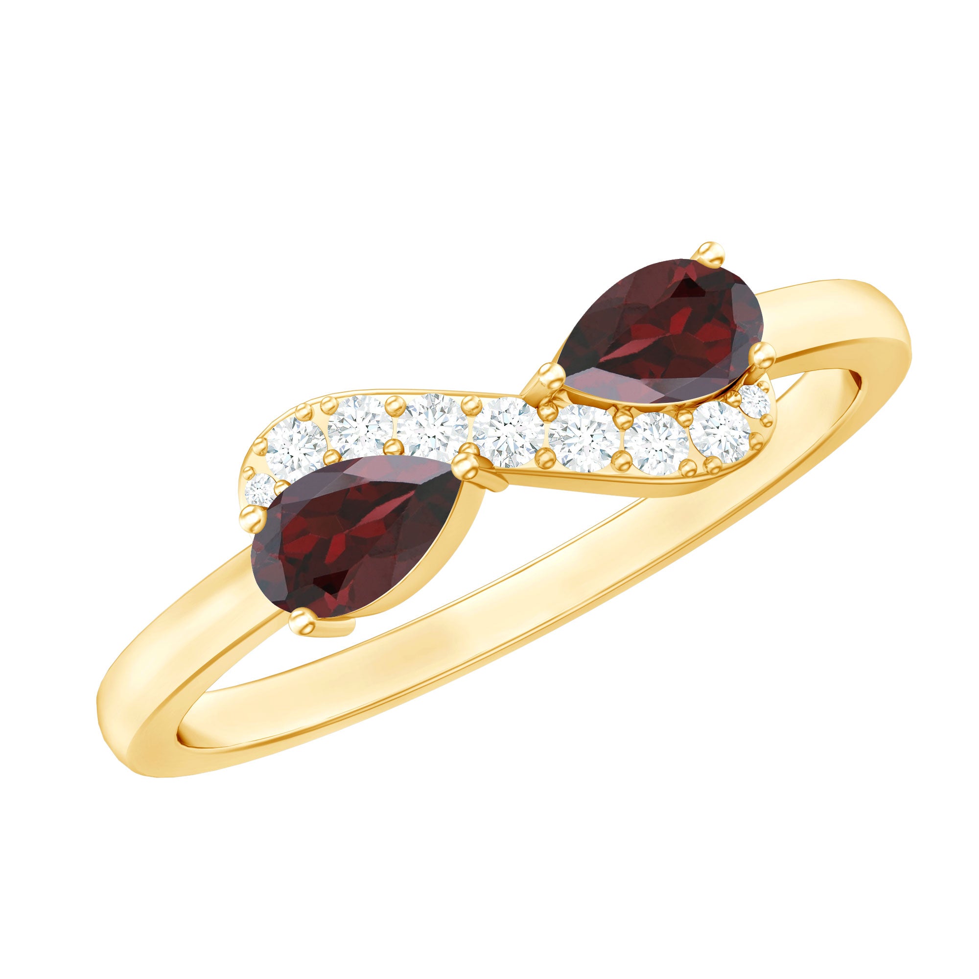 Rosec Jewels-Real Garnet 2 Stone Infinity Promise Ring with Diamond