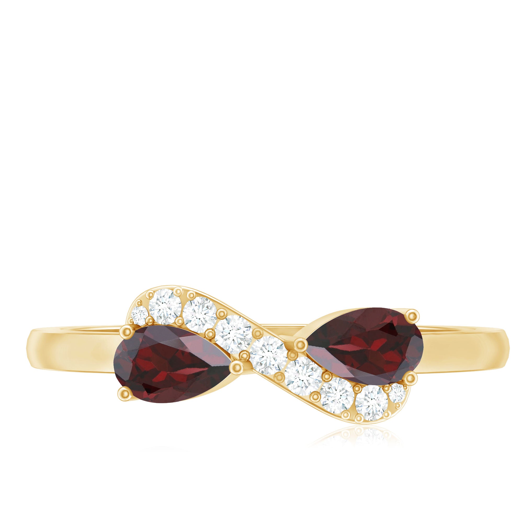 Rosec Jewels-Real Garnet 2 Stone Infinity Promise Ring with Diamond