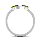 Rosec Jewels-Real Pear Shape Peridot 2 Stone Promise Ring with Diamond