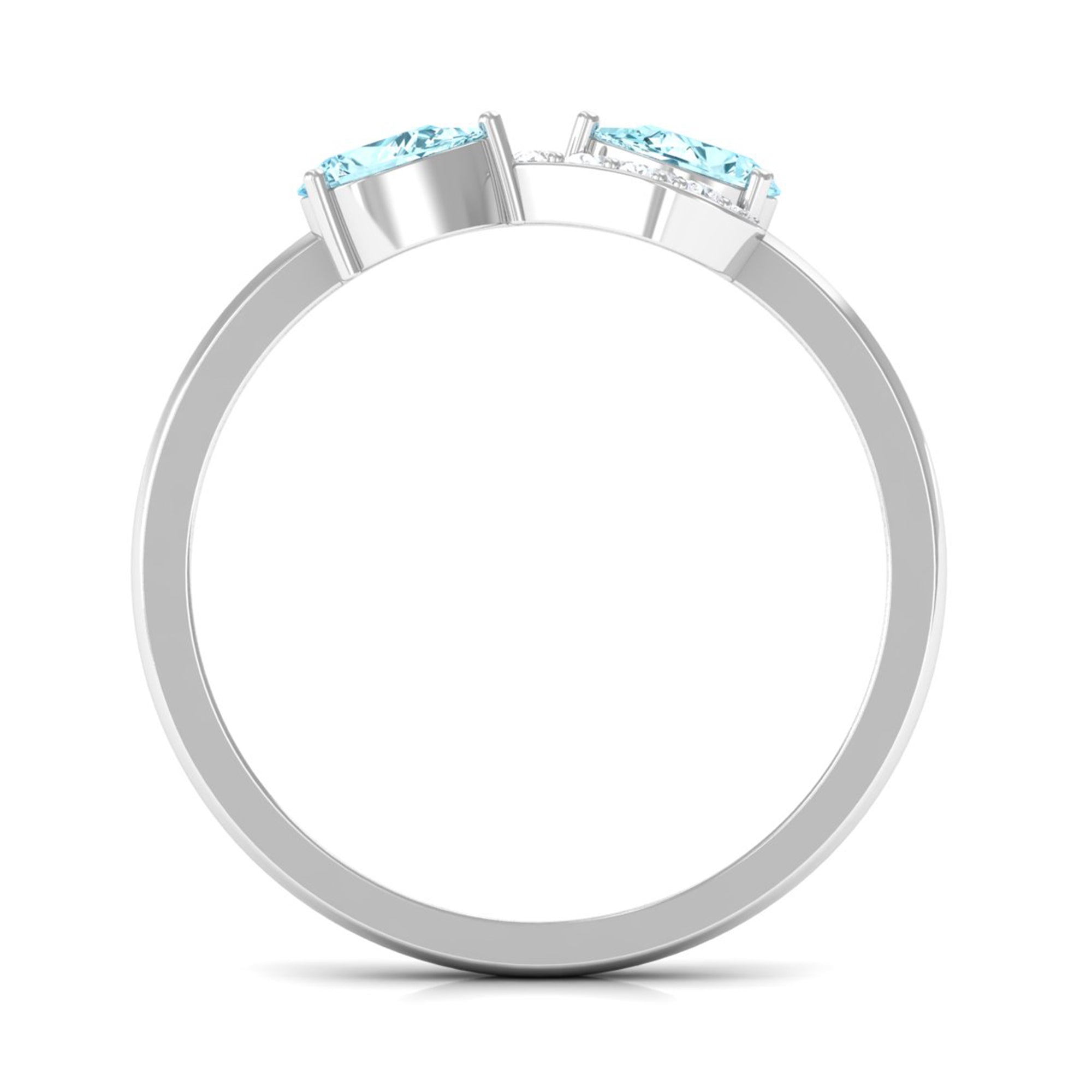 Rosec Jewels-1/2 CT Pear Aquamarine Infinity Promise Ring with Diamond