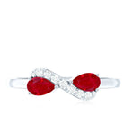 Rosec Jewels-Natural Pear Shape Ruby Toi Et Moi Promise Ring with Diamond