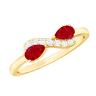 Rosec Jewels-Natural Pear Shape Ruby Toi Et Moi Promise Ring with Diamond
