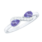 Rosec Jewels-Real Tanzanite 2 Stone Promise Ring with Diamond