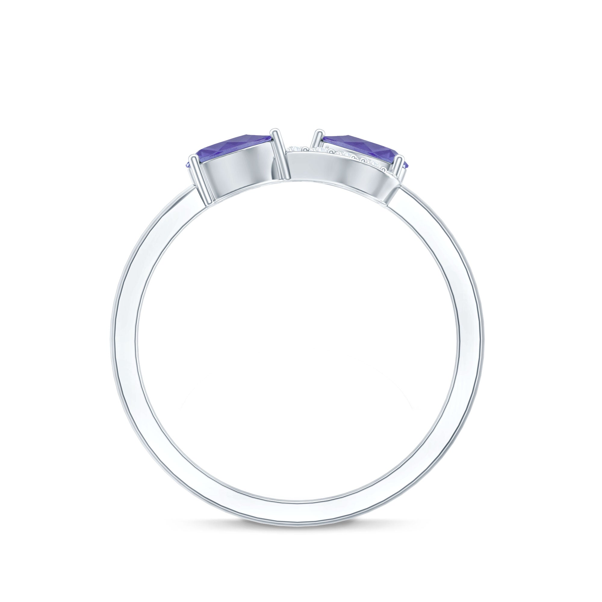 Rosec Jewels-Real Tanzanite 2 Stone Promise Ring with Diamond