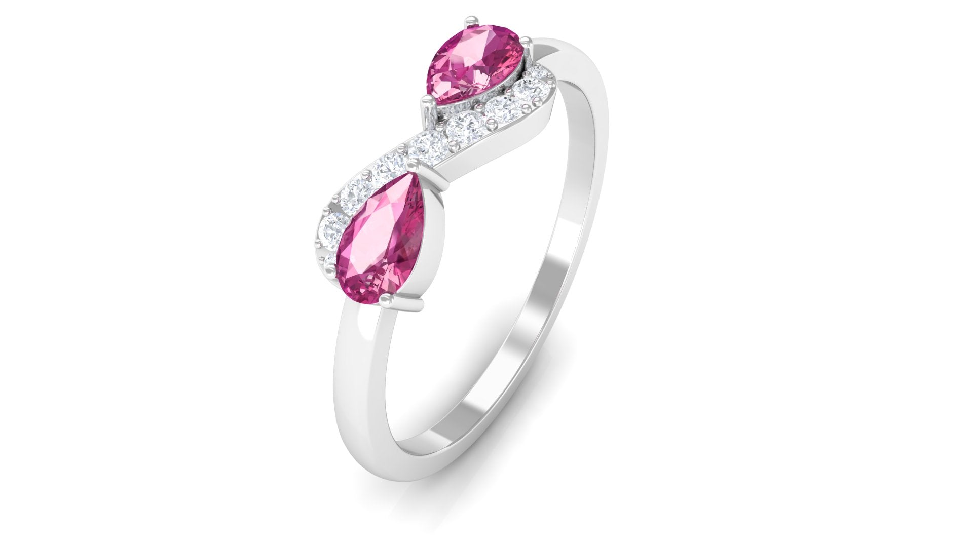Rosec Jewels-Pink Tourmaline Infinity Promise Ring with Diamond
