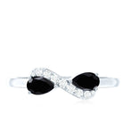 Rosec Jewels-Natural Black Spinel Diamond 2 Stone Promise Ring in East West Style