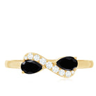 Rosec Jewels-Natural Black Spinel Diamond 2 Stone Promise Ring in East West Style