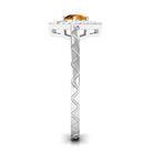 0.50 CT Round Shape Citrine Minimal Textured Ring with Diamond AAA - Rosec Jewels