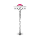 Minimal Ruby and Diamond Textured Ring AAA - Rosec Jewels