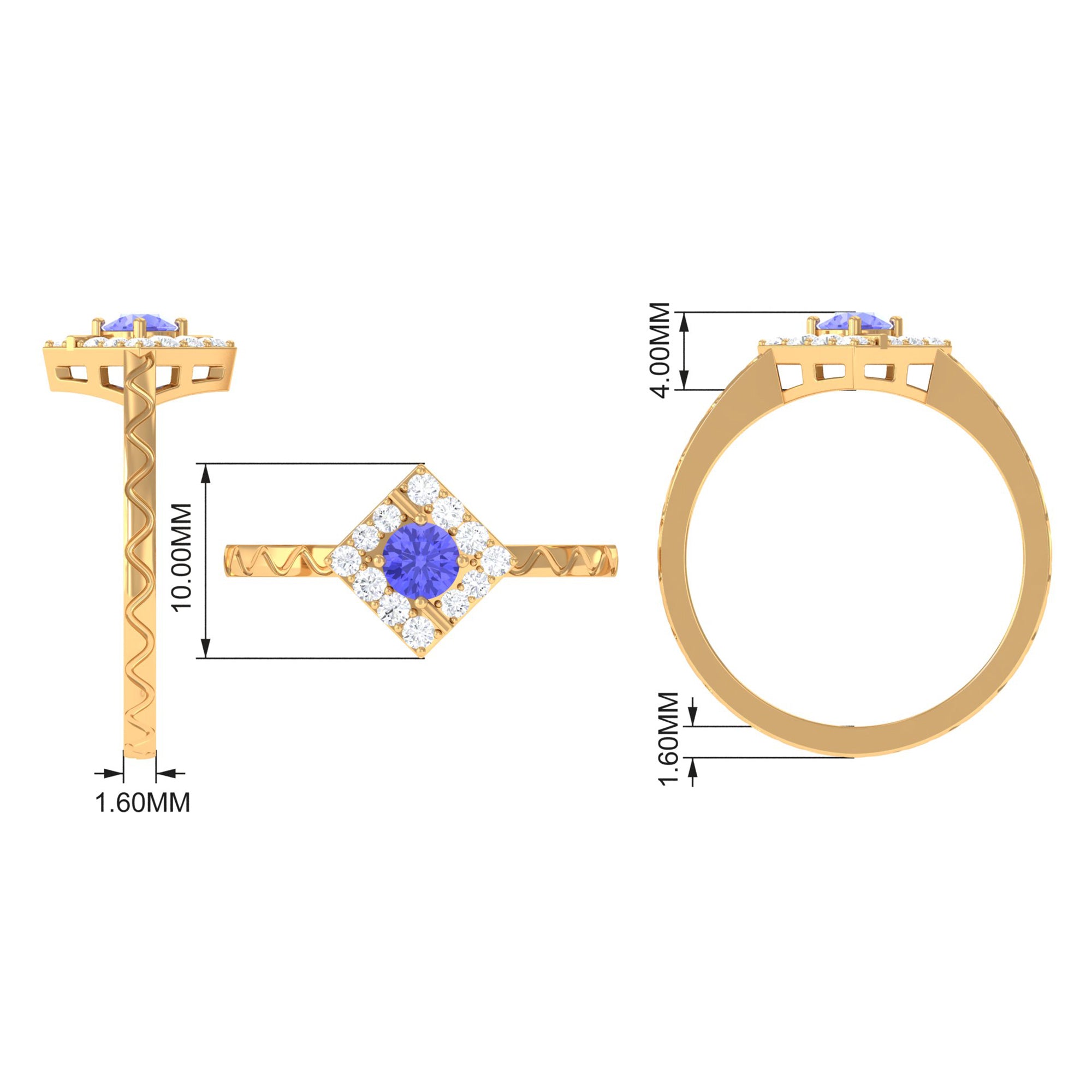 3/4 CT Minimal Tanzanite and Diamond Ring AAA - Rosec Jewels