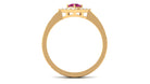 Minimal Pink Tourmaline Textured Ring with Diamond AAA - Rosec Jewels