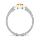 1/2 Carat Minimal Fire Opal and Diamond Textured Ring AAA - Rosec Jewels
