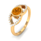 0.75 CT Split Shank Citrine Solitaire Ring with Diamond Accent AAA - Rosec Jewels