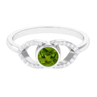 0.75 CT Split Shank Peridot Solitaire Ring with Diamond Accent AAA - Rosec Jewels