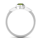 0.75 CT Split Shank Peridot Solitaire Ring with Diamond Accent AAA - Rosec Jewels