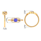 Bezel Set Tanzanite Solitaire Split Shank Ring with Diamond AAA - Rosec Jewels