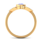 Bezel Set Tanzanite Solitaire Split Shank Ring with Diamond AAA - Rosec Jewels