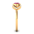 Pink Tourmaline Solitaire Split Shank Ring with Diamond AAA - Rosec Jewels