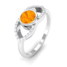 3/4 Ct Fire Opal and Diamond Split Shank Engagement Ring AAA - Rosec Jewels