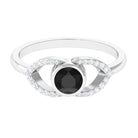 Bezel Set Solitaire Black Spinel and Diamond Ring in Split Shank AAA - Rosec Jewels