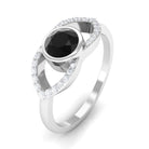 Bezel Set Solitaire Black Spinel and Diamond Ring in Split Shank AAA - Rosec Jewels