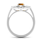 1 Carat Oval Cut Citrine Flower Engagement Ring with Diamond Stones AAA - Rosec Jewels