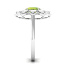 Oval Cut Peridot and Diamond Flower Engagement Ring with Certificate AAA - Rosec Jewels