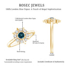 5mm Round London Blue Topaz Flower Ring with Diamond AAA - Rosec Jewels