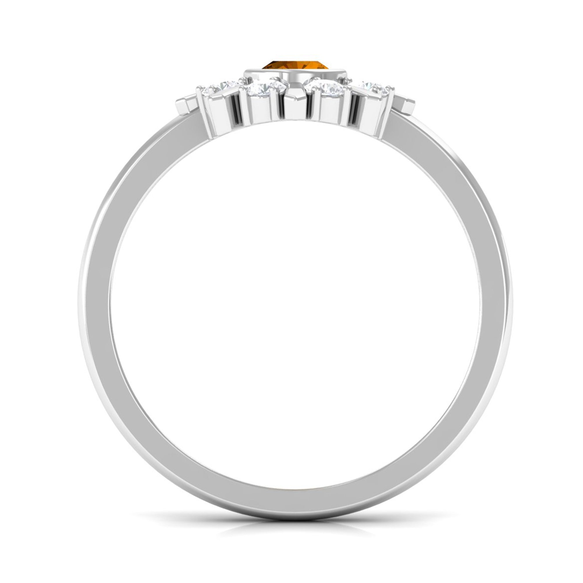0.50 CT Citrine Statement Ring with Diamond Stones AAA - Rosec Jewels