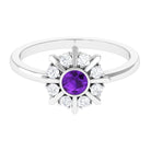 Bezel Set Amethyst Statement Ring with Diamond AAA - Rosec Jewels