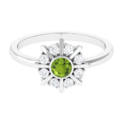 0.50 CT Natural Peridot Statement Ring with Diamond Stones AAA - Rosec Jewels