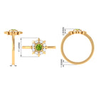 0.50 CT Natural Peridot Statement Ring with Diamond Stones AAA - Rosec Jewels
