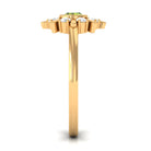 0.50 CT Natural Peridot Statement Ring with Diamond Stones AAA - Rosec Jewels