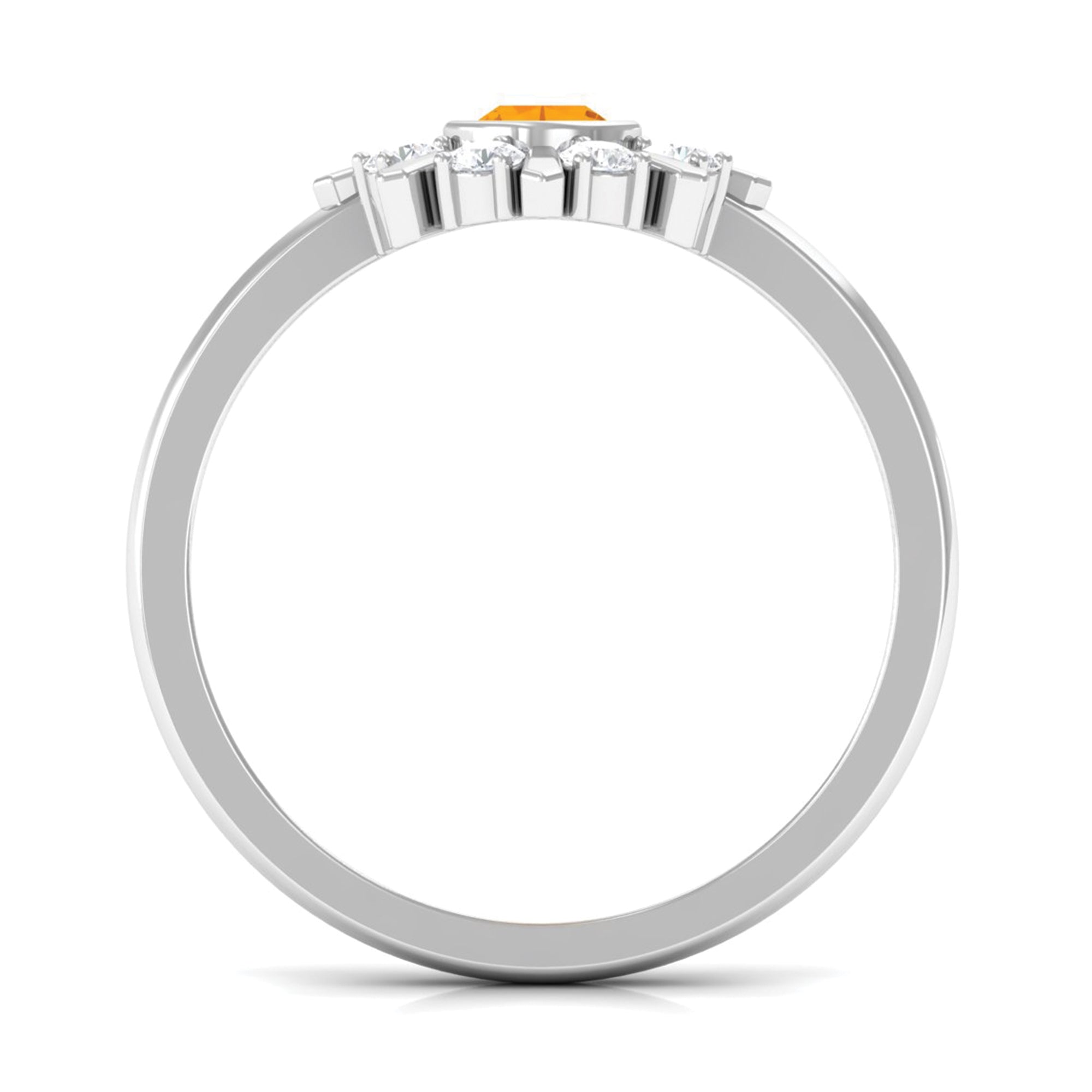 1/2 Carat Bezel Set Fire Opal Statement Ring with Diamond AAA - Rosec Jewels