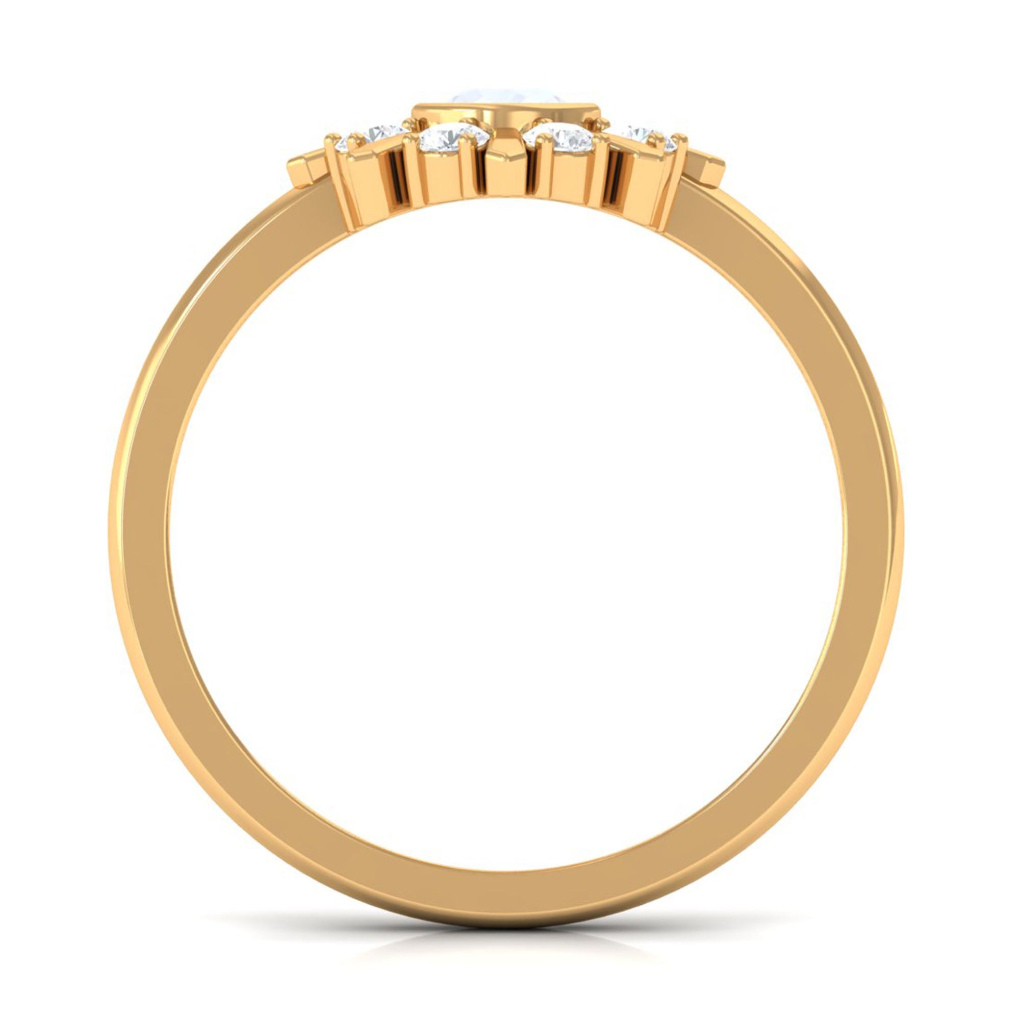 3/4 Carat Bezel Set Moonstone and Diamond Statement Ring AAA - Rosec Jewels