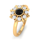 3/4 CT Black Spinel and Diamond Statement Ring AAA - Rosec Jewels