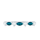 Rosec Jewels-Marquise London Blue Topaz Stackable Eternity Band with Diamond