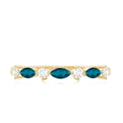 Rosec Jewels-Marquise London Blue Topaz Stackable Eternity Band with Diamond