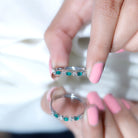 Rosec Jewels-Genuine Emerald and Diamond Minimalist Half Eternity Ring