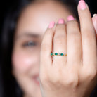 Rosec Jewels-Genuine Emerald and Diamond Minimalist Half Eternity Ring